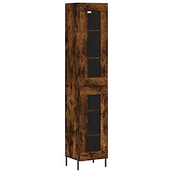 vidaXL Buffet haut Chêne fumé 34,5x34x180 cm Bois d'ingénierie