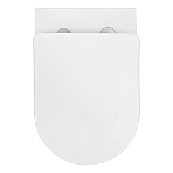 ML-Design ECD Germany WC Suspendu en Céramique sans Rebord, Revêtement Nano, Court, 49 cm, WC Blanc avec Siège WC Amovible en Duroplast Softclose Abaissement Automatique, Chasse d'Eau Profonde, Effet Lotus