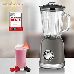 Blender Mixeur, Vintage, 1,5 Litre, 2 Vitesses + Turbo, sans BPA, Ice Crusher, 800, Gris, Proficook, UM 1195