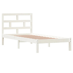 Avis Maison Chic Lit adulte - Lit simple Cadre de lit,Structure du lit Contemporain Blanc Bois de pin massif 90x200 cm -MN30018