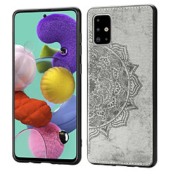 Wewoo Coque Pour Galaxy A71 Mandala Housse en tissu gaufré PC + TPU de téléphone portable avec fonction magnétique et dragonne gris