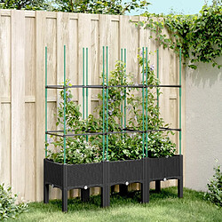 vidaXL Jardinière avec treillis noir 120x40x142,5 cm PP