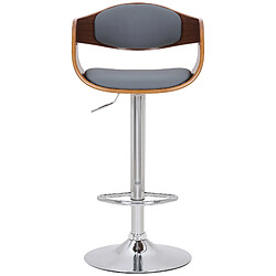 Avis Decoshop26 Lot de 2 tabourets de bar design scandinave en PVC gris et structure en bois couleur noyer 10_0004247