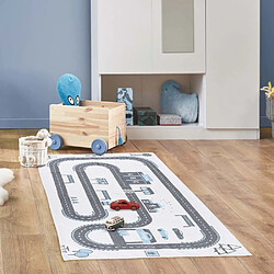 The Home Deco Kids Tapis jeu enfant en coton 140x70 cm Circuit de voitures.