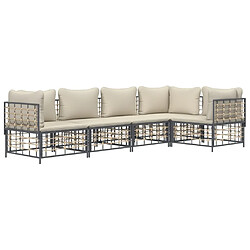 Avis Maison Chic Salon de jardin 5 pcs + coussins - Mobilier/Meubles de jardin - Table et chaises d'extérieur anthracite résine tressée -MN86526