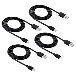 Wewoo Câble noir pour iPhone X / 8 et 8 Plus / 7 7 Plus / 6 6 6 Plus 6 s Plus / iPad 4 PCS 1 m haute vitesse Lightning à USB Sync Kit de de charge,