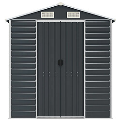 Helloshop26 Abri de jardin cabane cabanon maison de stockage remise extérieur hangar outils robuste 191 x 300 x 198 cm acier galvanisé anthracite 02_0022185