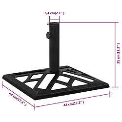 vidaXL Socle de parasol Noir 44x44x31 cm Fonte pas cher