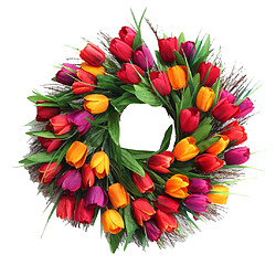 Acheter Guirlande de tulipes simulées guirlande d'automne décor de porte d'entrée 45cm dia. Multicolore