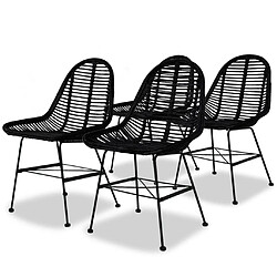 Maison Chic Lot de 4 Chaises à manger,Chaise pour cuisine noir rotin naturel -MN99258