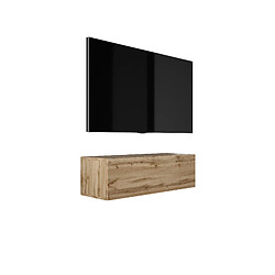 3XELIVING Meuble TV suspendu, D: l : 100 cm, H : 34 cm, P : 32 cm CHÊNE WOTAN