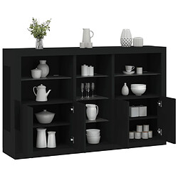 Maison Chic Commode Buffet - Meuble de rangement avec lumières LED noir 162x37x100 cm -GKD93005