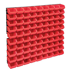 vidaXL Kit de bacs de stockage et panneaux muraux 96 pcs Rouge et noir