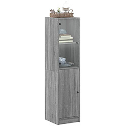 Acheter Maison Chic Commode Buffet - Meuble de rangement avec porte en verre sonoma gris 35x37x142 cm -GKD17040