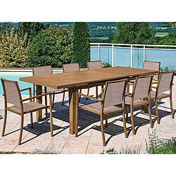 Table rectangulaire extensible en aluminium aspect Teck SANTORIN - 10 places - Jardiline