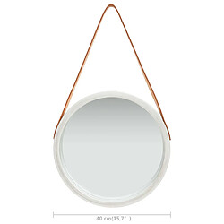 vidaXL Miroir mural avec sangle 40 cm Argenté pas cher