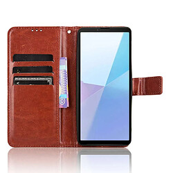 Htdmobiles Housse pour Sony Xperia 10 VI - etui coque pochette portefeuille + verre trempe - MARRON