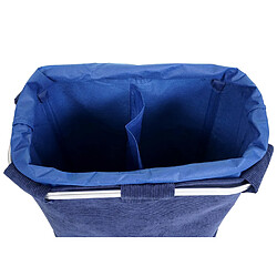 Decoshop26 Panier à linge corbeille avec cordon de serrage 2 compartiments 56x49x30cm 82L en tissu bleu 04_0002512