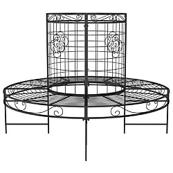 Helloshop26 Banc de jardin meuble de patio d'extérieur terrasse circulaire tour d'arbre diamètre 137 cm noir acier 02_0011119