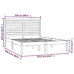 vidaXL Cadre de lit sans matelas marron miel 120x200 cm bois massif pas cher