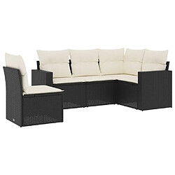 Maison Chic Salon de jardin 5 pcs avec coussins | Ensemble de Table et chaises | Mobilier d'Extérieur noir résine tressée -GKD43029