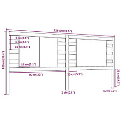 vidaXL Tête de lit 126x4x100 cm Bois massif de pin pas cher