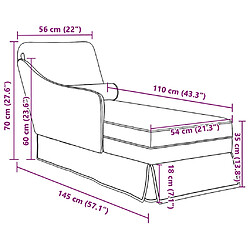 vidaXL Fauteuil long et traversin accoudoir droit vert foncé velours pas cher