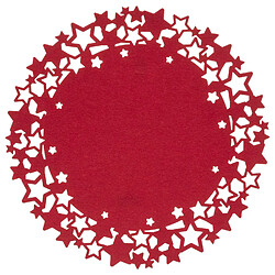 Atmosphera, Createur D'Interieur Lot de 6 sets de table de Noël rond motifs étoiles en feutrine Diam. 38 cm - Rouge