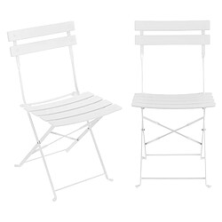 Acheter Set de Bistrot Caprile de Jardin Pliables Acier Blanc [en.casa]