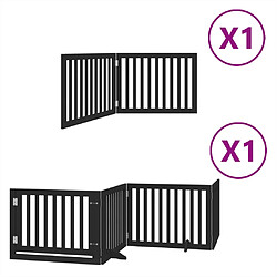 vidaXL Barrière pour chien porte pliable 6 panneaux noir bois peuplier