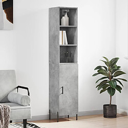 vidaXL Buffet haut Gris béton 34,5x34x180 cm Bois d'ingénierie