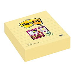 Notes lignées couleurs jaune Super Sticky Post-it 101 x 101 mm - bloc de 70 feuilles - Lot de 12