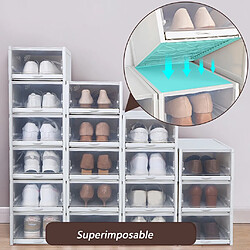 2PCS Type de tiroir à chaussures Boîte à chaussures Organisateur de chaussures Tiroir en plastique transparent - blanc pas cher