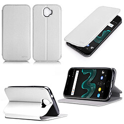 Etui Wiko WIM 4G blanc luxe Ultra Slim Style Cuir avec stand - Housse Folio Flip Cover coque de protection smartphone Wiko WIM 5,5 pouces blanche - Accessoires pochette XEPTIO : Exceptional case !