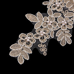 Acheter 1 Paire de Broderie 3D Or Dentelle Fleur Applique Patch Couture Artisanat Décoration