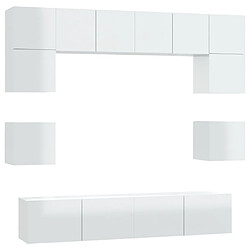 vidaXL Ensemble de meubles TV 8 pcs Blanc brillant Bois d'ingénierie