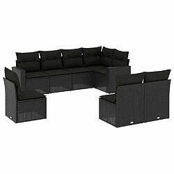 Maison Chic Salon de jardin 8 pcs avec coussins | Ensemble de Table et chaises | Mobilier d'Extérieur noir résine tressée -GKD53016