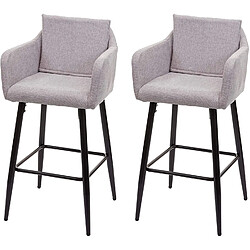 Decoshop26 Lot de 2 tabourets de bar avec repose-pieds en tissu gris clair et métal noir TDB04061