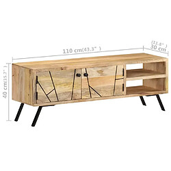 vidaXL Meuble TV 110x30x40 cm Bois massif de manguier pas cher