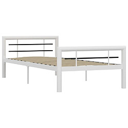 Maison Chic Lit adulte - Lit simple Cadre de lit,Structure du lit Contemporain Blanc et noir Métal 100 x 200 cm -MN24623