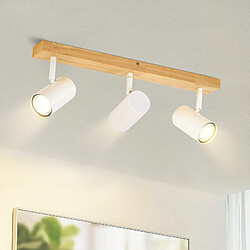 NETTLIFE 3 Spots de plafond bois vintage GU10 modernes blancs pivotants à 350° pour chambre salon bureau salle à manger cuisine