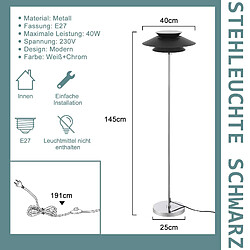 Avis Autres Temps ZMH Lampadaire LED noir/blanc Lampadaire E27 1 flamme avec interrupteur à pied Métal