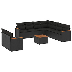 Maison Chic Salon de jardin 10 pcs avec coussins, Ensemble Tables et chaises d'extérieur noir résine tressée -GKD843859