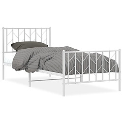 Maison Chic Cadre/structure de lit métal et tête de lit + pied de lit pour adulte - Lit Moderne Chambre blanc 90x200 cm -MN67826