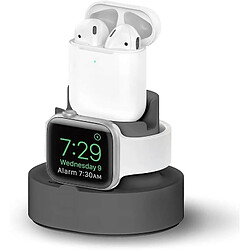 Chrono Mini station de charge double support de charge compatible avec Apple Watch 38 42 40 44 mm série 6 SE 5 4 3 2 1, AirPods 2, 1, iPhone 13, XS Max, XR et plus,(Gris)