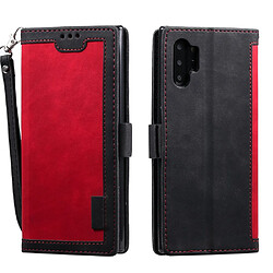 Etui en PU épissage rétro rouge pour votre Samsung Galaxy Note 10 Pro