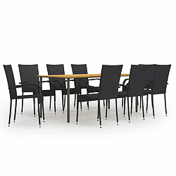 Salle à manger de jardin 9 pcs,Table et chaise à dîner Résine tressée Noir -MN28748