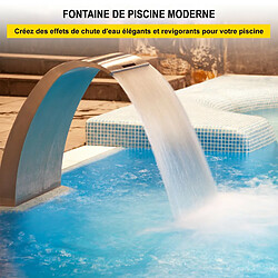 Fontaine de la Piscine, Étang 30 x 60 cm Lame d'eau pour Piscine Gris en Acier Inox, Conception Courbée Décoration Votre Cour, Étang de Jardin