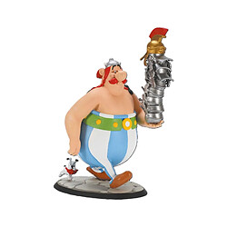 Plastoy Asterix - Statuette Obelix avec une pile de casques romains et Idéfix 21 cm