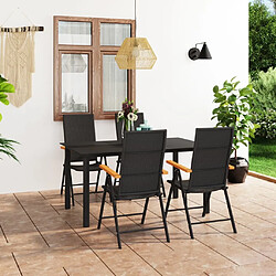 Salle à manger de jardin 5 pcs,Table et chaise à dîner Noir et marron -MN35020